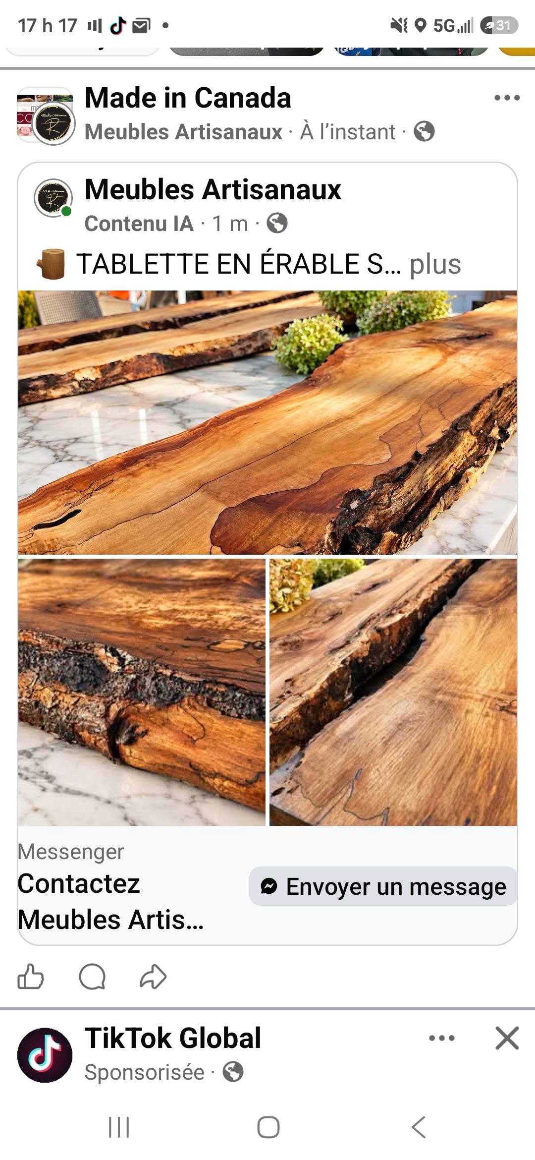 Pièces uniques.  Tablettes en bois massif érable spalté 🥰🥰 3 disponibles